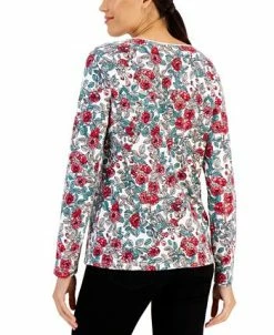 Alternative view of Karen Scott Women's-Long Sleeve Floral-Print Top, Created For Macy's