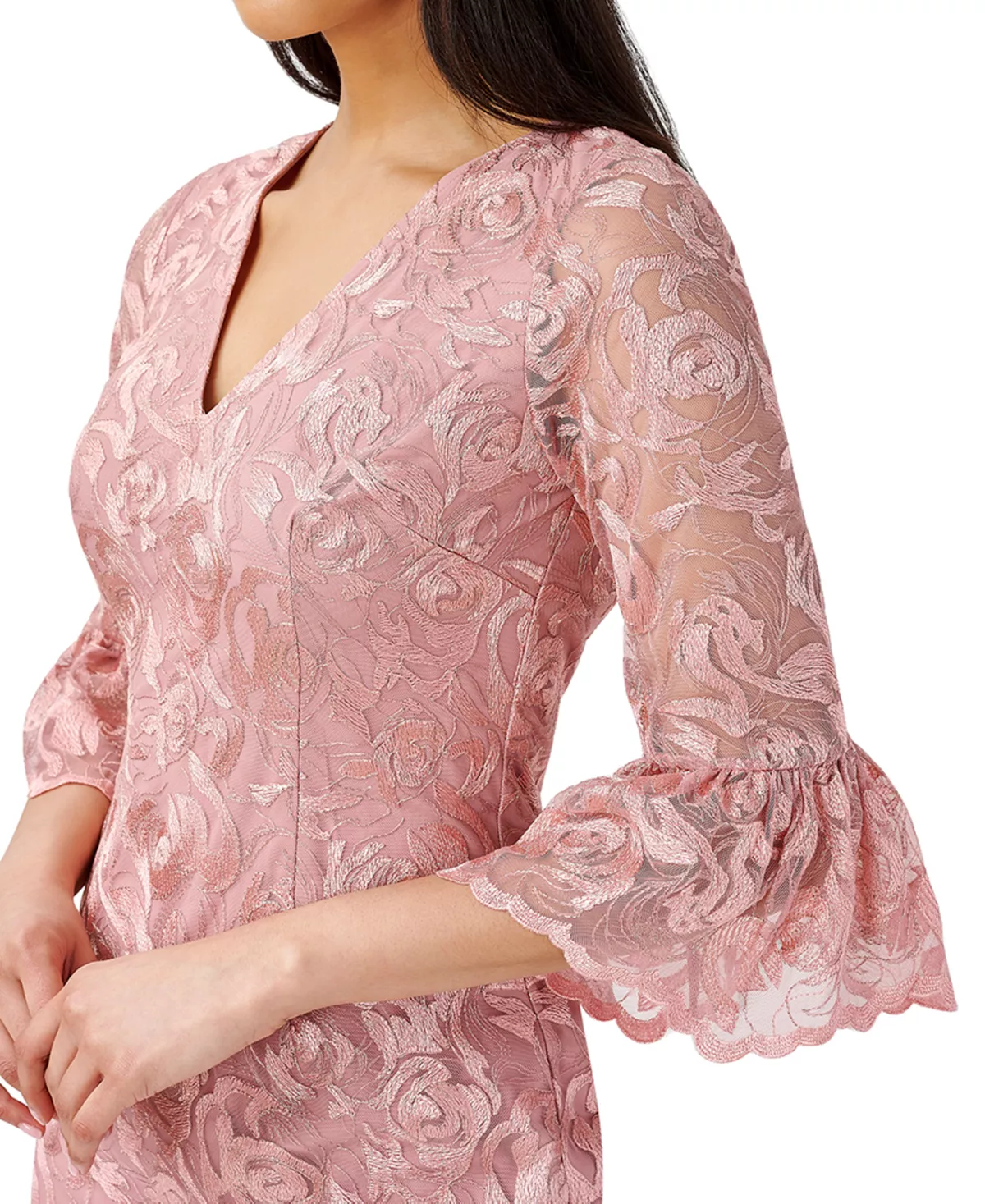Adrianna Papell Women's Lace Bell-Sleeve Dress 3 Adrianna Papell Women's Lace Bell-Sleeve Dress - Image 3
