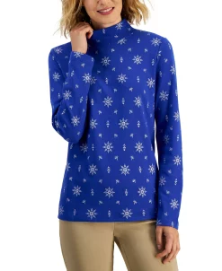 Karen Scott Women's Holiday Mock-Neck Top, Created For Macy's