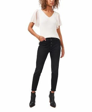 1.STATE Women's Flutter Short Sleeve V-Neck Top 3 1.STATE Women's Flutter Short Sleeve V-Neck Top - Image 3