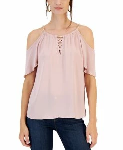 INC International Concepts Women's Cold-Shoulder Chain Halter Top, Created For Macy's