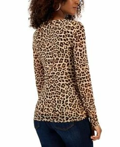 Alternative view of INC International Concepts Women's Animal-Print Ruched-Front V-Neck Top, Created For Macy's