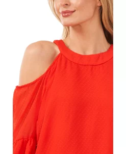 CeCe Women's Cold Shoulder Clip Dot Blouse 8 CeCe Women's Cold Shoulder Clip Dot Blouse -Anne Klein Sales Store 22295689 fpx