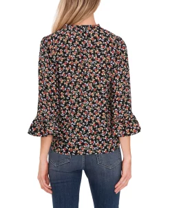 CeCe Women's Elbow Sleeve Ruffled V-neckline Blouse -Anne Klein Sales Store 22295707 fpx