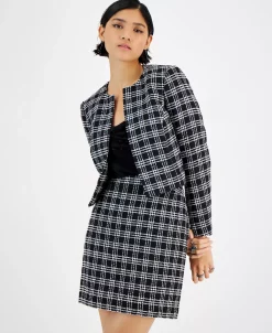 Bar III Women's Plaid Tweed Open-Front Cropped Jacket, Created For Macy's 6 Bar III Women's Plaid Tweed Open-Front Cropped Jacket, Created For Macy's -Anne Klein Sales Store 22299029 fpx