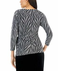 Alternative view of Kasper Women's Side-Tie Metallic Shimmer Knit Top