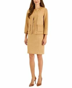 Kasper Women's Faux-Suede Framed Patch-Pocket Blazer & Sheath Dress