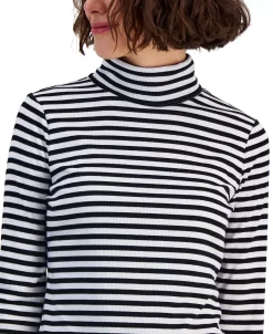 Style & Co Women's Striped Ribbed Turtleneck Top, Created For Macy's 6 Style & Co Women's Striped Ribbed Turtleneck Top, Created For Macy's -Anne Klein Sales Store 22331872 fpx