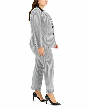 Kasper Plus Size Houndstooth Notch-Collar Button-Front Jacket 3 Kasper Plus Size Houndstooth Notch-Collar Button-Front Jacket - Image 3