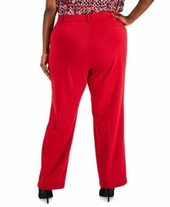 Alternative view of Kasper Plus Size Faux-Fly Pull-On Wide-Leg Pants