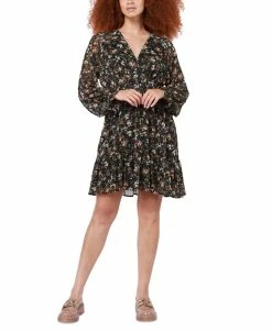 Black Tape Women's Floral-Print Tiered Mini Dress