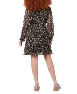 Alternative view of Black Tape Women's Floral-Print Tiered Mini Dress