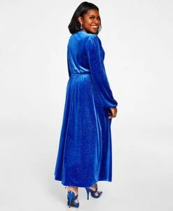 Alternative view of Kasper Glitter Velvet Faux-Wrap Midi Dress