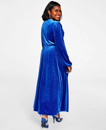 Kasper Glitter Velvet Faux-Wrap Midi Dress 2 Kasper Glitter Velvet Faux-Wrap Midi Dress - Image 2