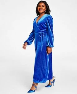 Kasper Glitter Velvet Faux-Wrap Midi Dress 9 Kasper Glitter Velvet Faux-Wrap Midi Dress -Anne Klein Sales Store 22344419 fpx