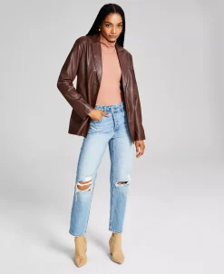 And Now This Women's Oversized Faux-Leather Blazer 4 And Now This Women's Oversized Faux-Leather Blazer -Anne Klein Sales Store 22344511 fpx