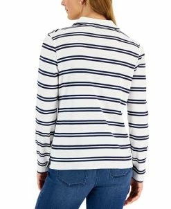 Alternative view of Charter Club Women's Striped Johnny-Collar Top, Created For Macy's