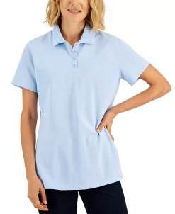 Karen Scott Cotton Short Sleeve Polo Shirt, Created For Macy's -Anne Klein Sales Store 22345504 fpx