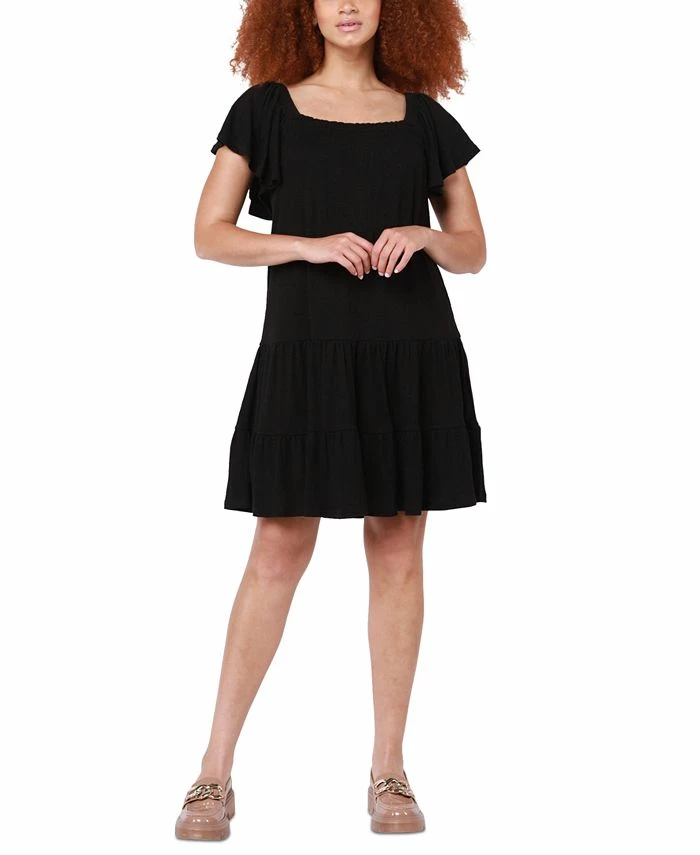 Black Tape Women's Flutter-Sleeve Tiered Mini Dress 1 Black Tape Women's Flutter-Sleeve Tiered Mini Dress