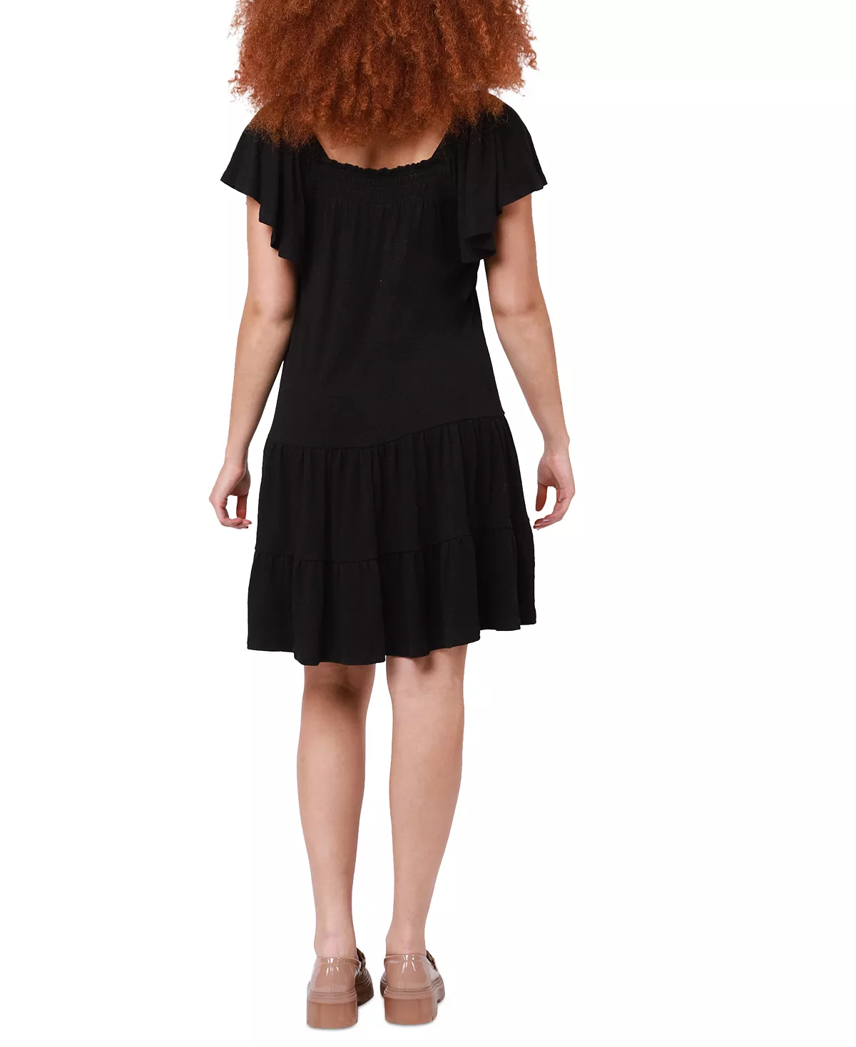 Black Tape Women's Flutter-Sleeve Tiered Mini Dress 2 Black Tape Women's Flutter-Sleeve Tiered Mini Dress - Image 2