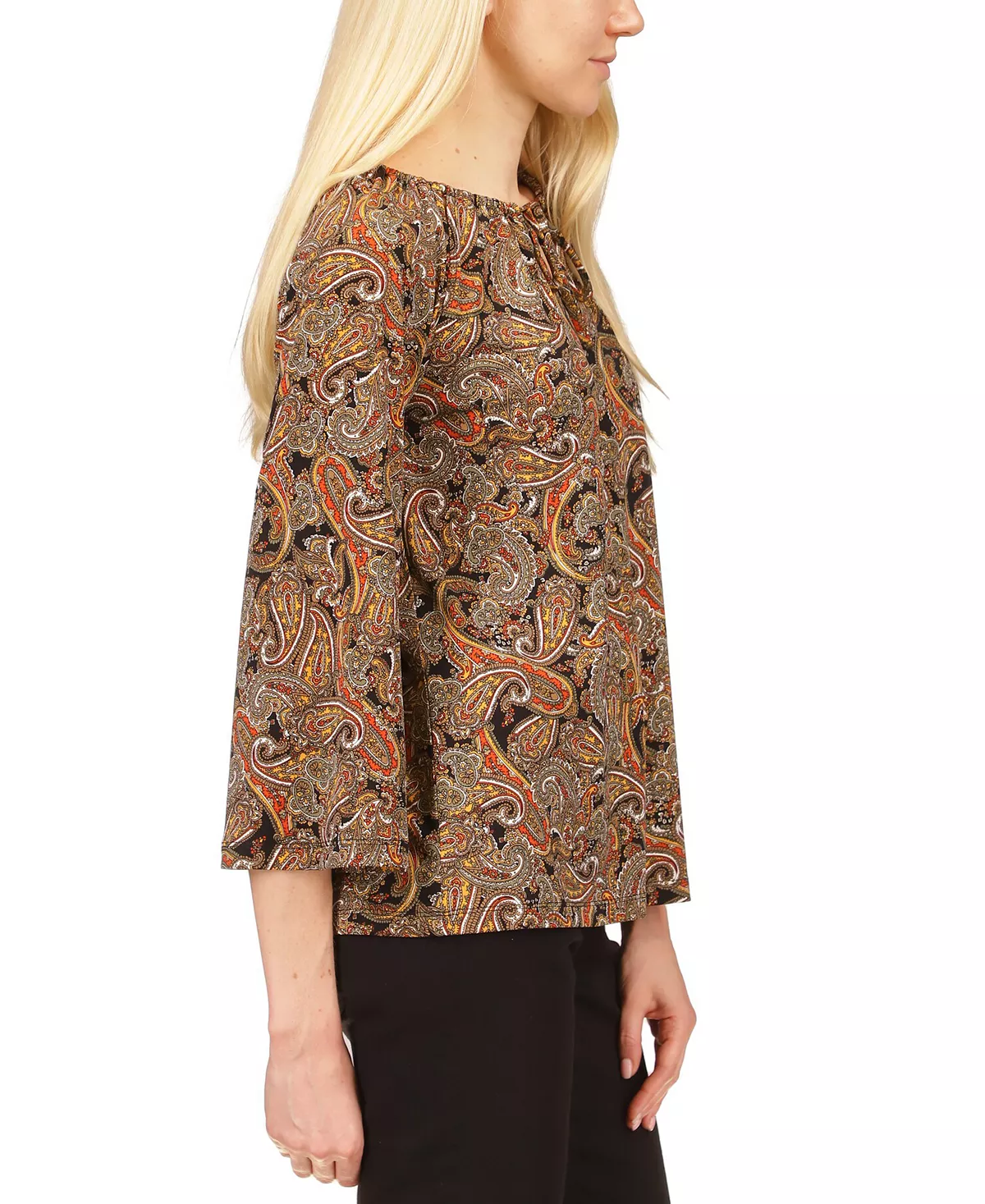 Michael Kors Women's Paisley-Print Keyhole Peasant Top 4 Michael Kors Women's Paisley-Print Keyhole Peasant Top - Image 4