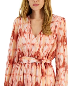 INC International Concepts Women's Printed Surplice Midi Dress, Created For Macy's -Anne Klein Sales Store 22360897 fpx