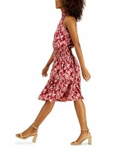 INC International Concepts Women's Botanical-Print Smocked-Waist Halter Dress, Created For Macy's -Anne Klein Sales Store 22360900 fpx