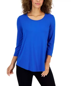 JM Collection 3/4-Sleeve Solid Tunic Top, Created For Macy's -Anne Klein Sales Store 22372110 fpx