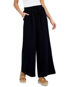 Alternative view of Style & Co Women's Pull-On Crinkled Wide-Leg Pants, Created For Macy's