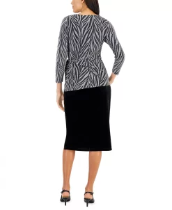 Kasper Women's Side-Tie Metallic Top & Velour Midi Skirt -Anne Klein Sales Store 22417100 fpx