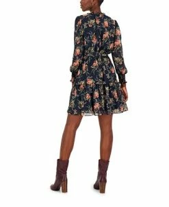 Alternative view of INC International Concepts Hiffon Printed Blouson-Sleeve Fit & Flare Dress, Created For Macy's