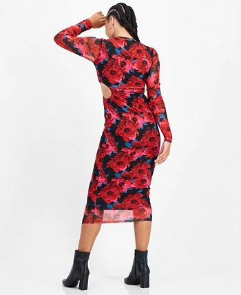 Bar III Women's Mesh-Overlay Side-Cutout Bodycon Midi Dress, Created For Macy's 2 Bar III Women's Mesh-Overlay Side-Cutout Bodycon Midi Dress, Created For Macy's - Image 2