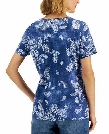 Karen Scott Women's Paisley-Print Relaxed Scoop-Neck Top, Created For Macy's 2 Karen Scott Women's Paisley-Print Relaxed Scoop-Neck Top, Created For Macy's - Image 2