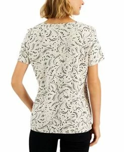 Alternative view of Karen Scott Women's Printed Relaxed Knit Henley Top, Created For Macy's