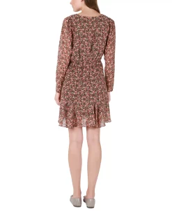 Alternative view of Black Tape Women's Floral-Print Wrap-Front Fit & Flare Dress