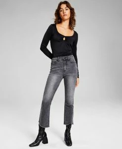 And Now This Women's Square-Neck Long-Sleeve Keyhole Top