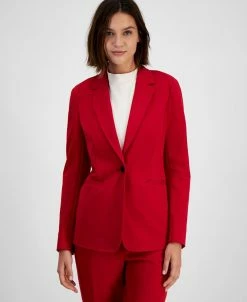 Bar III Women's Compression Single-Button Blazer, Created For Macy's
