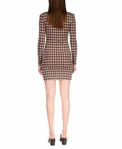 Alternative view of Sanctuary Women's Ruched-Knit Houndstooth Mini Dress