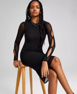 And Now This Women's Cutout-Long-Sleeve Midi Dress