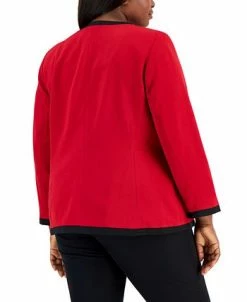 Alternative view of Kasper Plus Size Collarless Colorblocked Open-Front Blazer