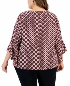 Alternative view of Kasper Plus Size Printed Flared 3/4-Sleeve Blouse