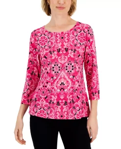 JM Collection Women's Elegant Chapel Jacquard Top, Created For Macy's 9 JM Collection Women's Elegant Chapel Jacquard Top, Created For Macy's -Anne Klein Sales Store 22576965 fpx