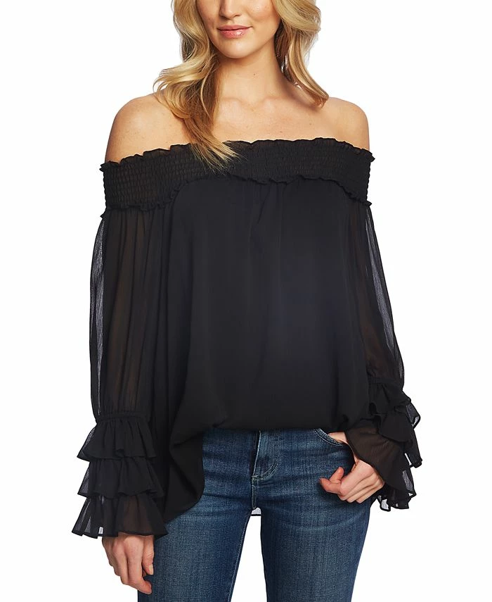 CeCe Smocked Off-The-Shoulder Top 1 CeCe Smocked Off-The-Shoulder Top