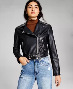 And Now This Women's Belted Faux-Leather Moto Jacket 9 And Now This Women's Belted Faux-Leather Moto Jacket -Anne Klein Sales Store 22595902 fpx
