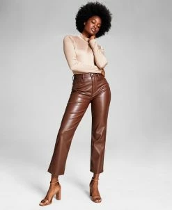 And Now This Women's High-Rise Faux-Leather Straight Pants
