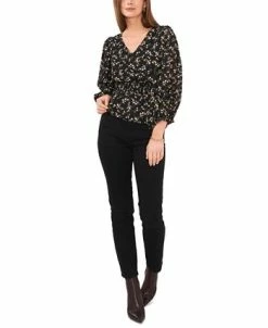 Vince Camuto Women's Printed Smocked-Waist Balloon-Sleeve Top 7 Vince Camuto Women's Printed Smocked-Waist Balloon-Sleeve Top -Anne Klein Sales Store 22598270 fpx