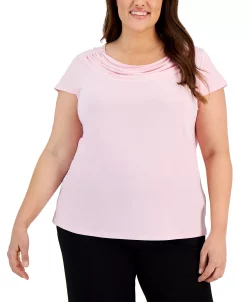 Kasper Plus Size Short-Sleeve Cowl-Neck Top -Anne Klein Sales Store 22599665 fpx
