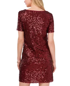 Vince Camuto Women's Sequined Round-Neck Short-Sleeve Dress -Anne Klein Sales Store 22599684 fpx