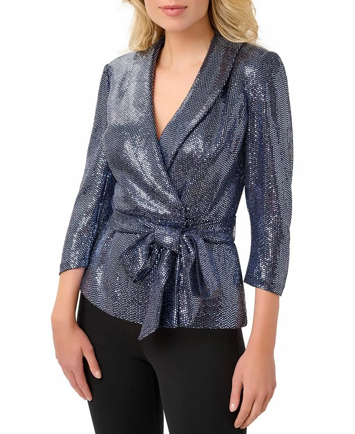 Adrianna Papell Women's Metallic Knit Wrap Top 1 Adrianna Papell Women's Metallic Knit Wrap Top