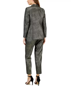 Alternative view of Kasper Women's Metallic Shimmer Jacquard Shawl-Collar Jacket & Slim Pants